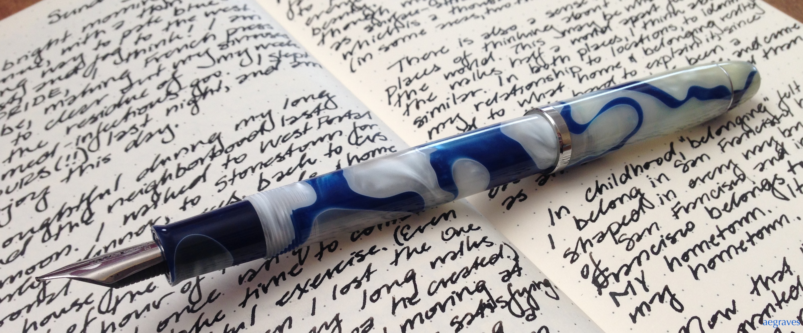 fountain pen with hand writing by A.E. Graves