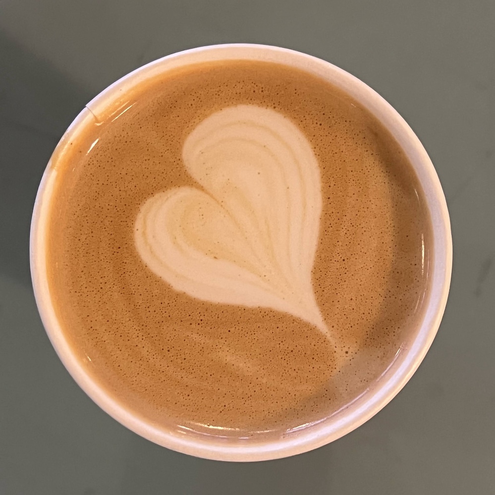 image of a latte heart, seen from above the cup