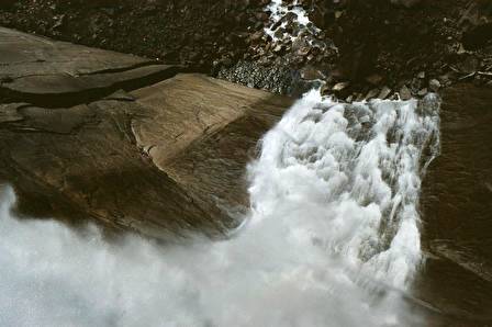 Straight down the falls