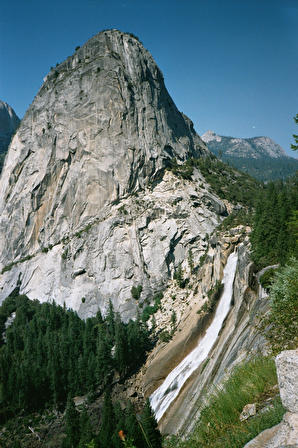Nevada Fall as seen from the main trail down to the Valley