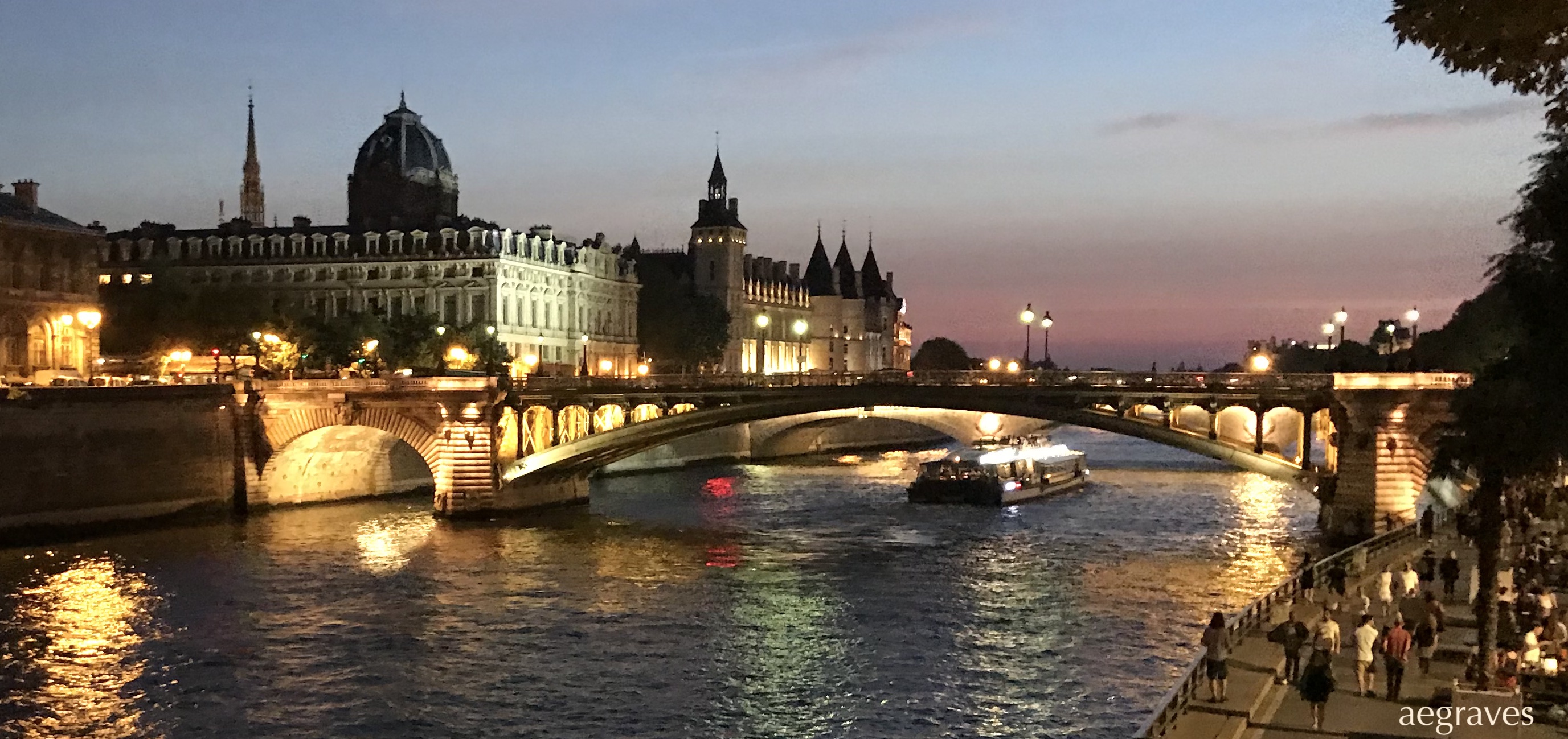 photo of the Seine in Paris in the evening during Paris Plage by A.E. Graves